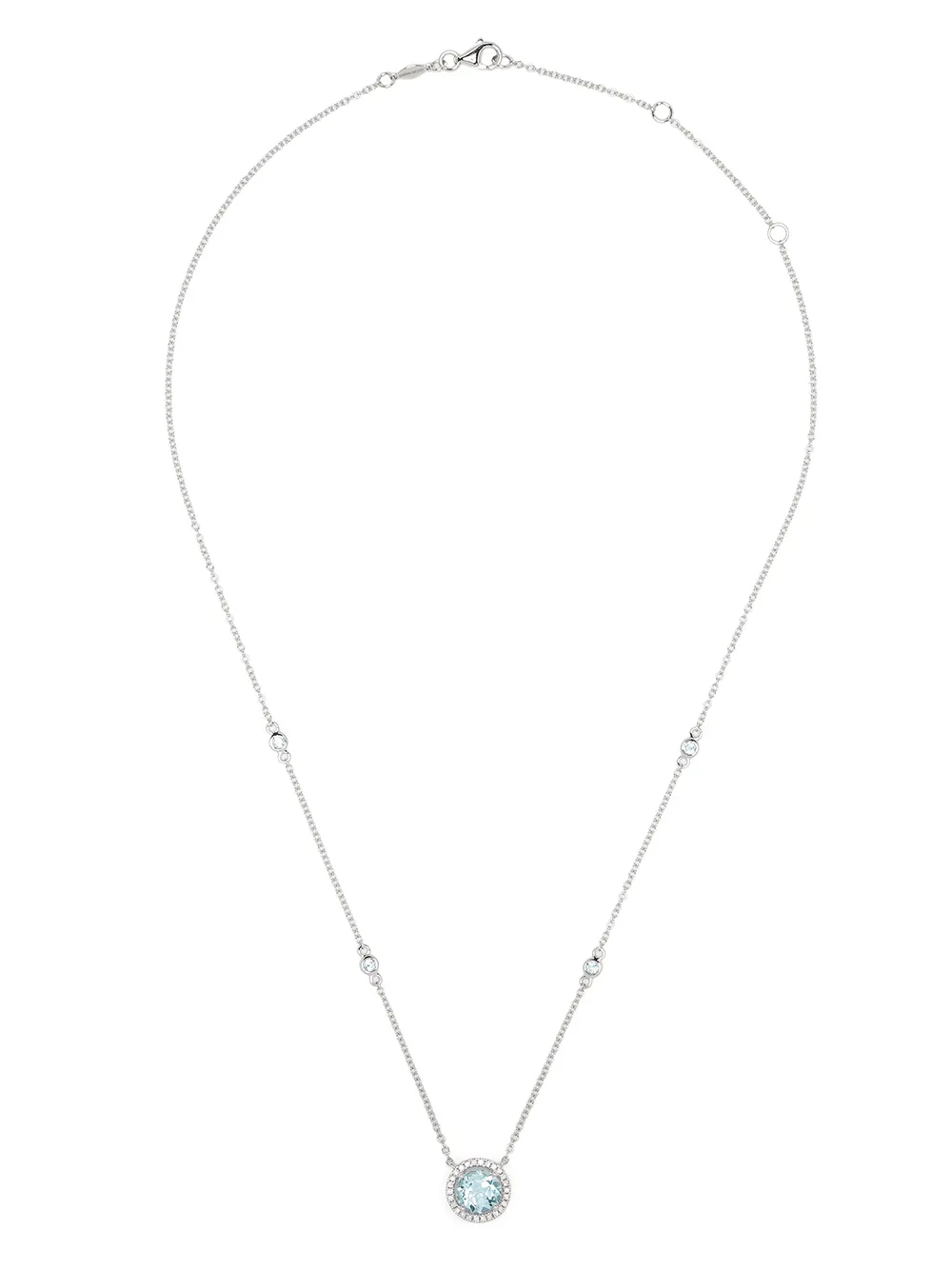 Kiki Mcdonough 18kt White Gold Grace Diamond And Topaz Necklace In Blue Topaz