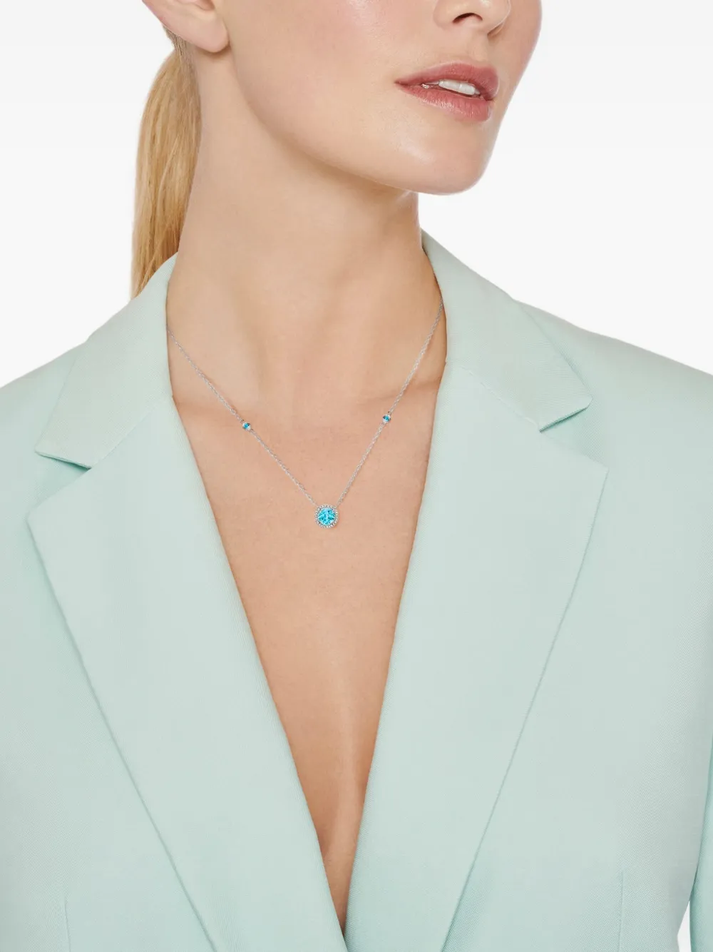 Kiki McDonough 18kt white gold Grace diamond and topaz necklace | Silver | Image 1