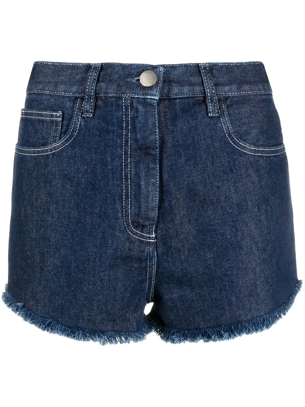 

There Was One denim fringed-hem shorts - Blue