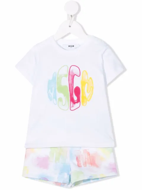 Msgm Kids طقم شورت قطن بطبعة شعار الماركة