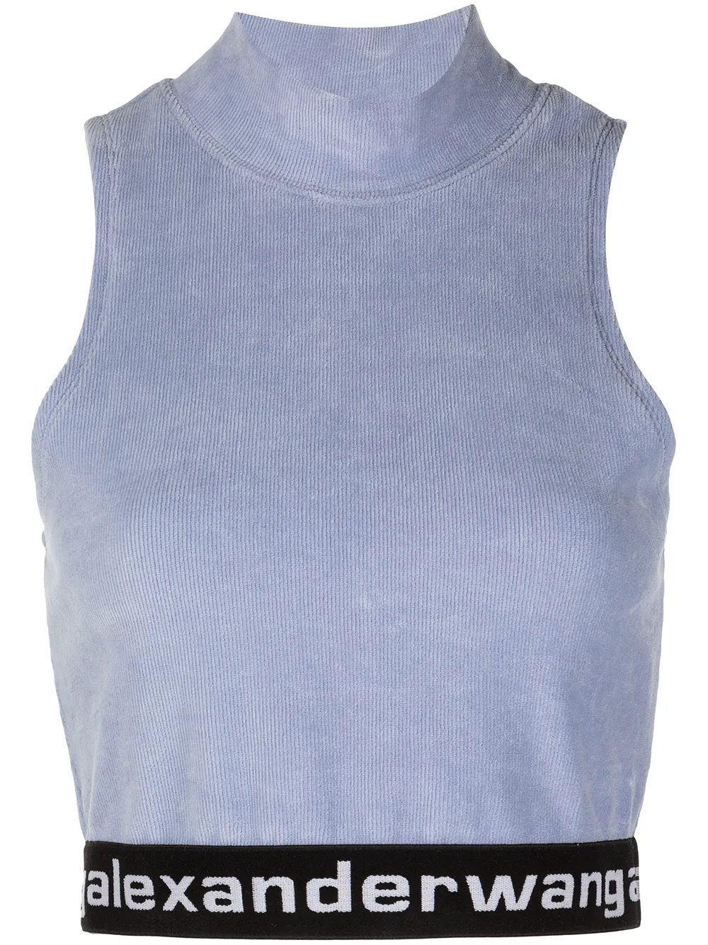 

Alexander Wang high-neck logo-waist cropped top - Blue