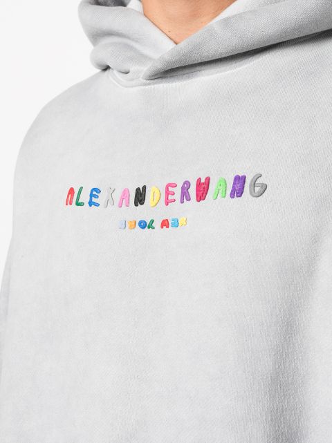 Alexander Wang debossed-logo Cotton Hoodie - Farfetch