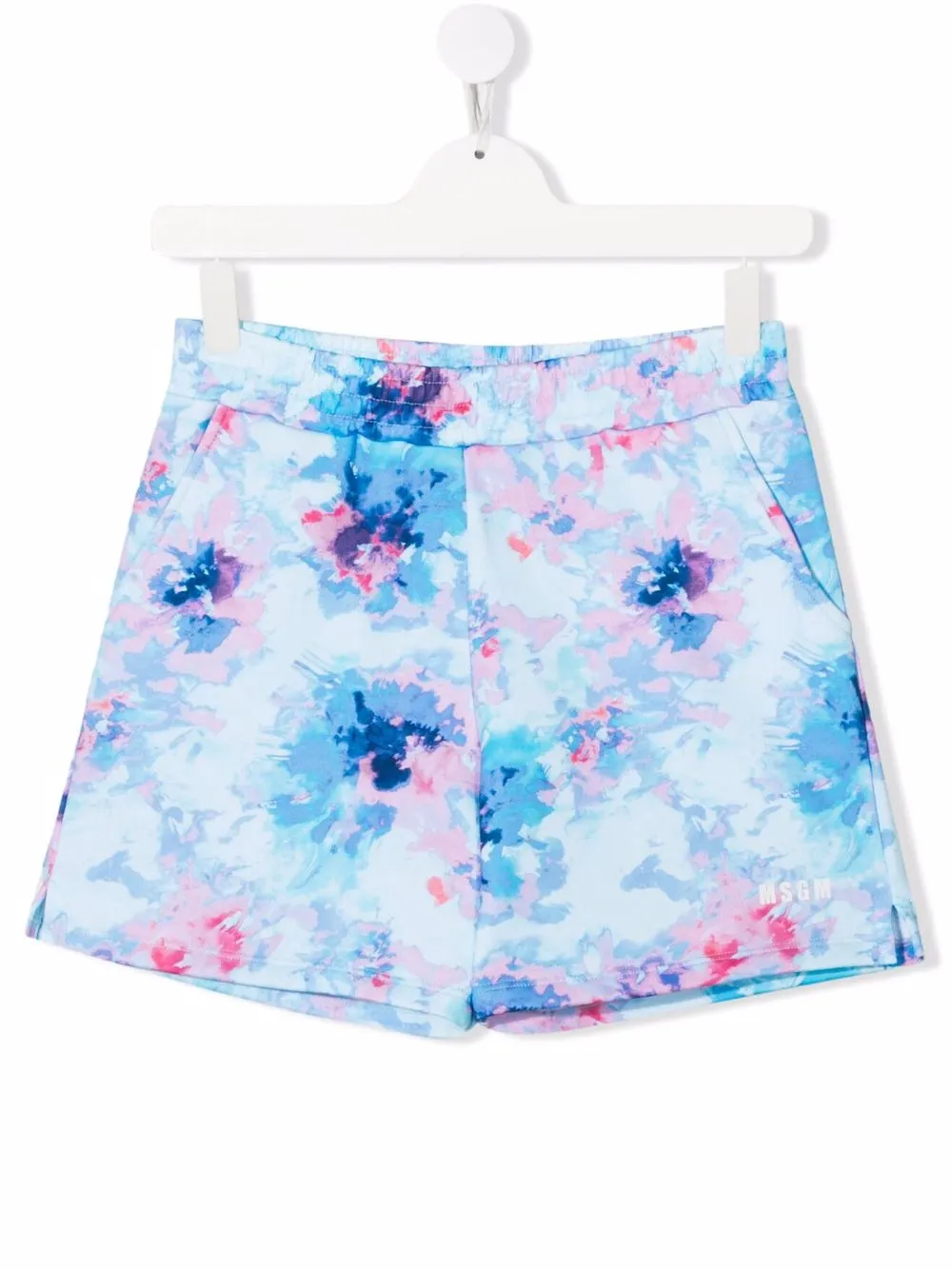 

MSGM Kids TEEN tie dye-print jersey shorts - Blue