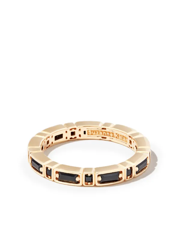 Suzanne Kalan 18kt Yellow Gold Inlay Sideways Sapphire Eternity Band Ring