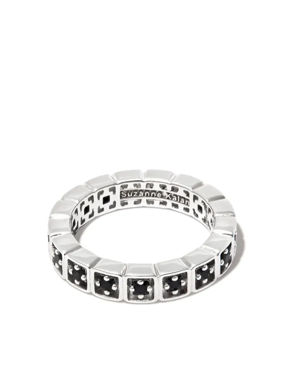 Suzanne Kalan 18kt White Gold Inlay Mini Sapphire Ring in Silver