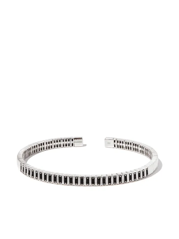 Suzanne Kalan 18kt White Gold Inlay Sapphire Cuff in Silver