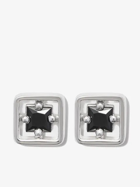 Suzanne Kalan 18kt white gold Inlay sapphire stud earrings