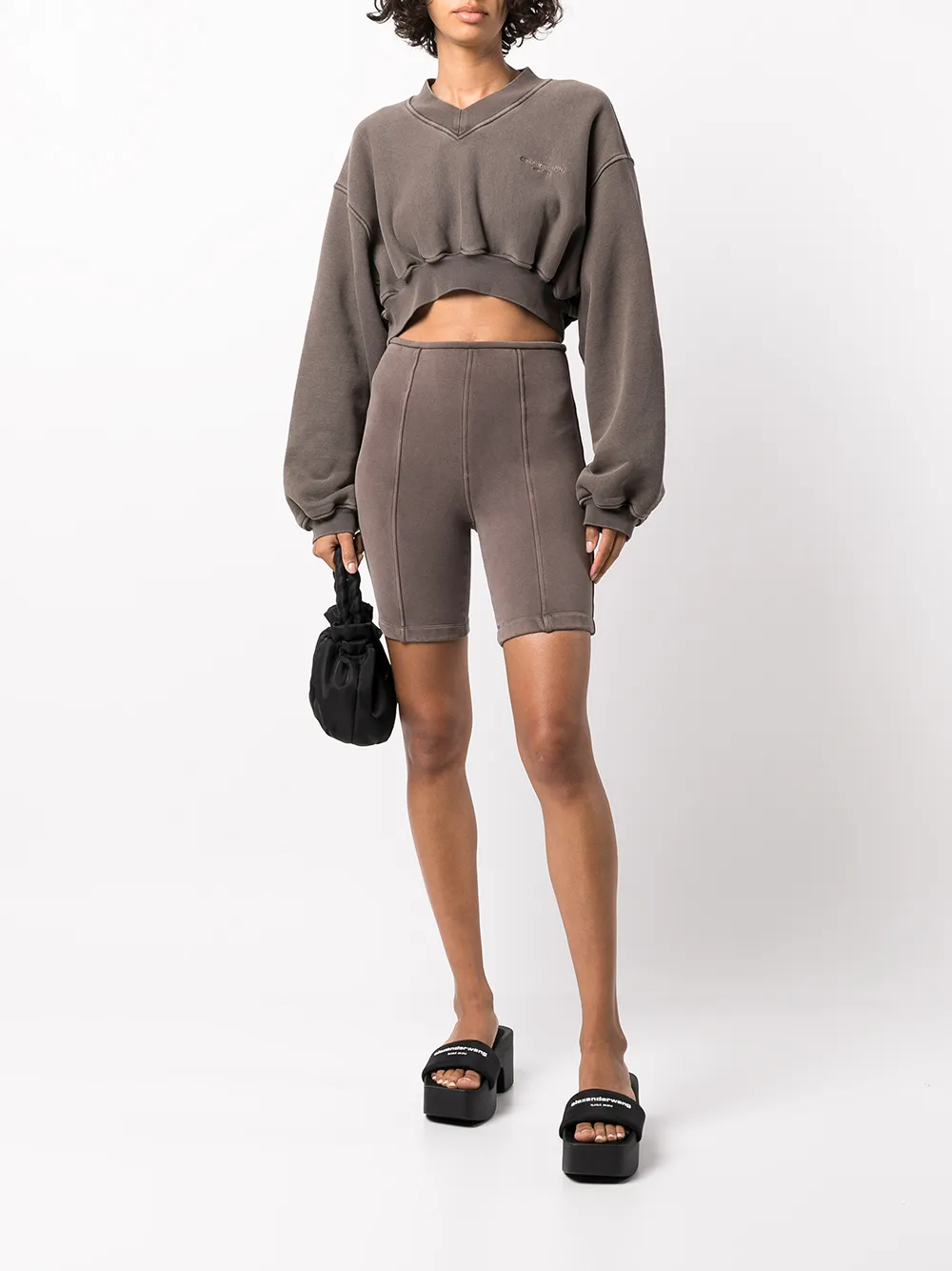 Alexander Wang short de cyclisme en coton à taille haute | Shorts courts | Image 2