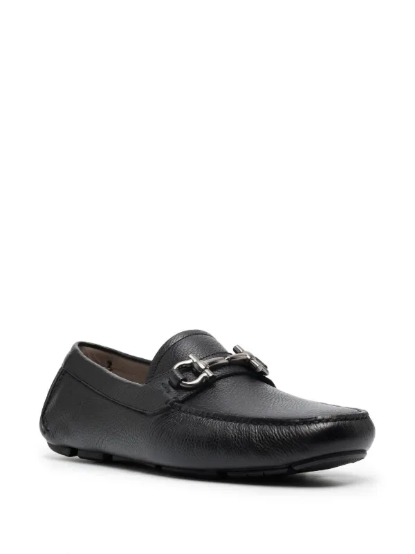 Salvatore Ferragamo Mens Black Pebbled Leather Gancini Bit Driving Loafers Italy Gancini ornament driver - Men | Ferragamo main image 4