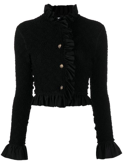 Alexander Wang textured ruffle-trim cropped jacket