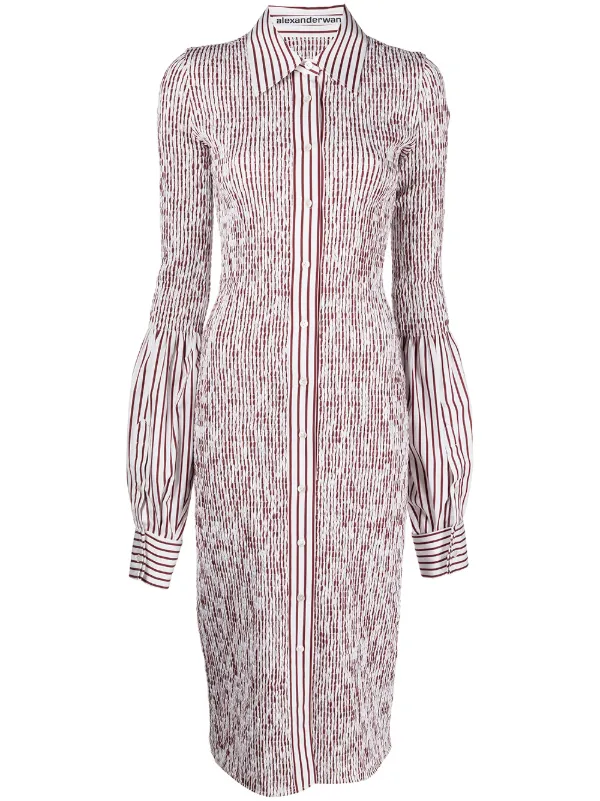 Alexander Wang Ruched stripe-print Shirt Dress White