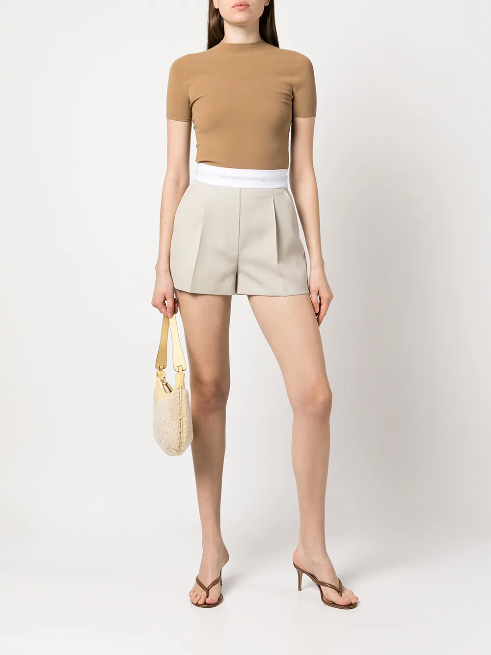 Alexander Wang Shorts met logo taille - Bruin