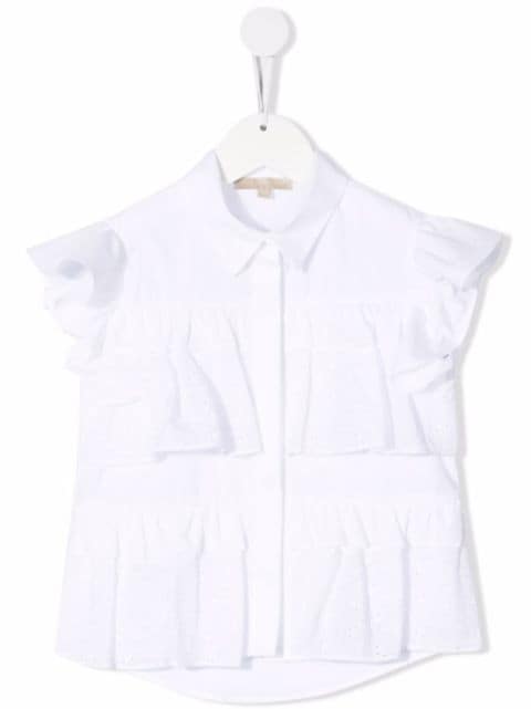 ELIE SAAB JUNIOR - ruffled-trim sleeveless shirt