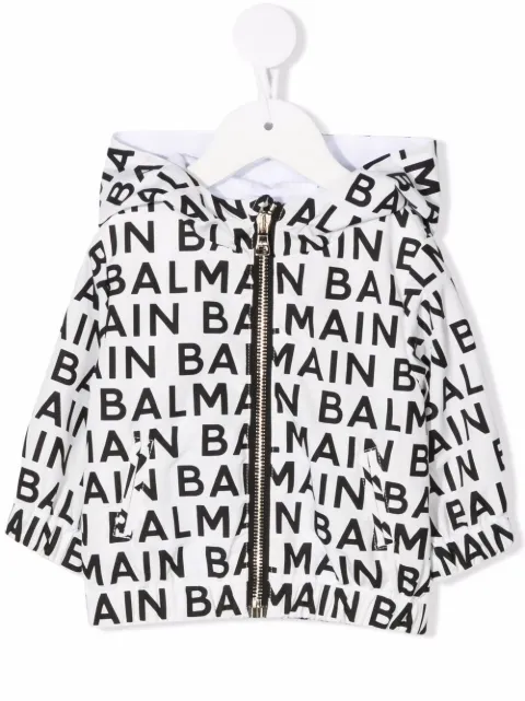 Balmain Kids جاكيت بهودي وسحاب وطبعة شعار الماركة