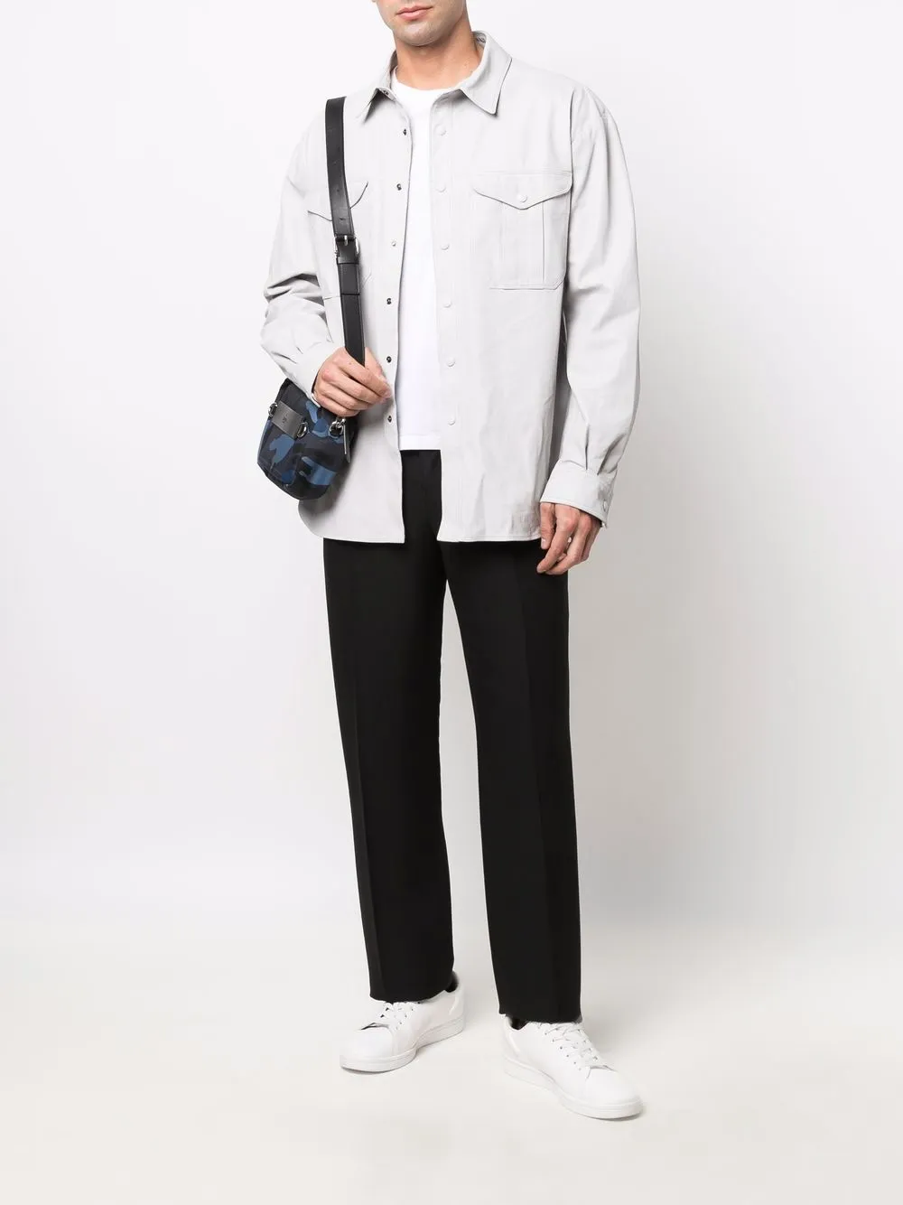 Giorgio Armani Leren overhemd - Grijs