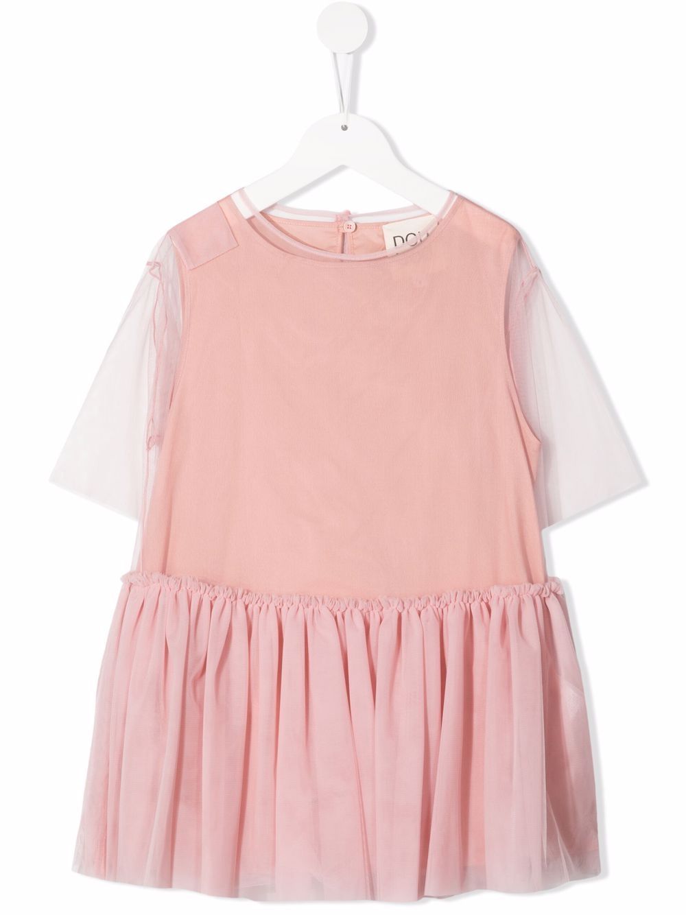 

Douuod Kids vestido fruncido con capa de tul - Rosado