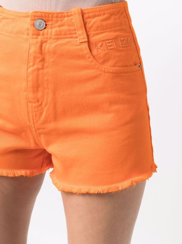 Orange store denim shorts