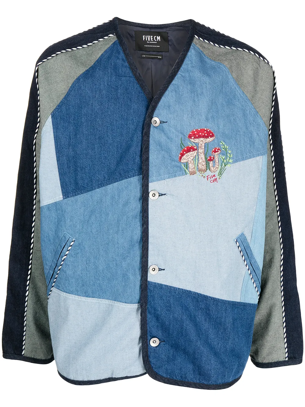 FIVE CM embroidered-motif patchwork jacket