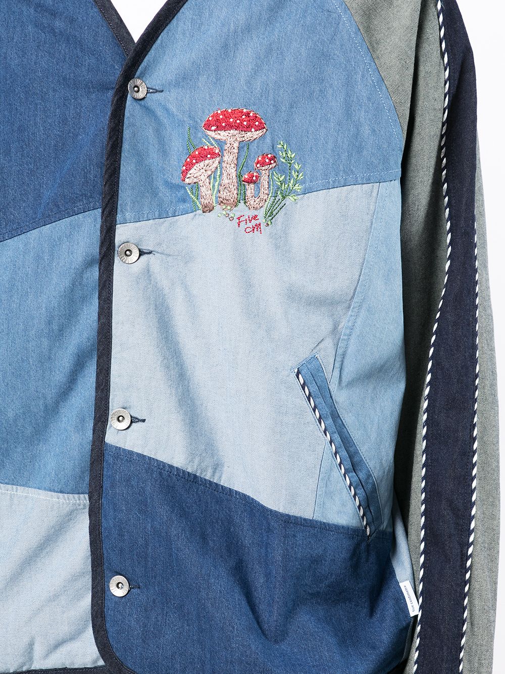 Shop Five Cm Embroidered-motif Patchwork Jacket In Blue