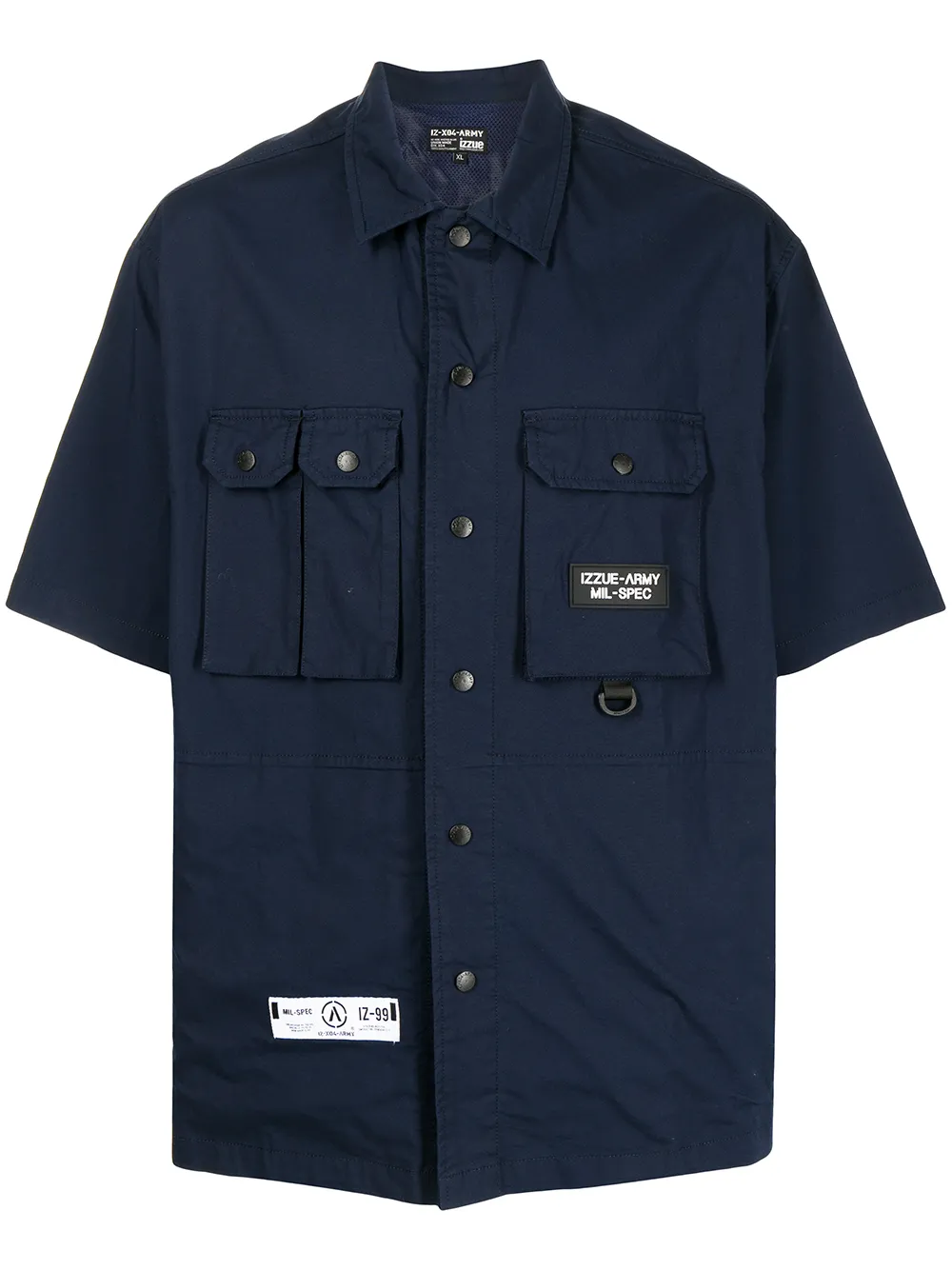 

izzue camisa manga corta estilo militar - Azul