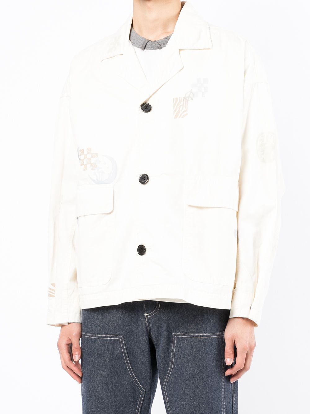 фото Five cm graphic-print flap-pocket shirt jacket