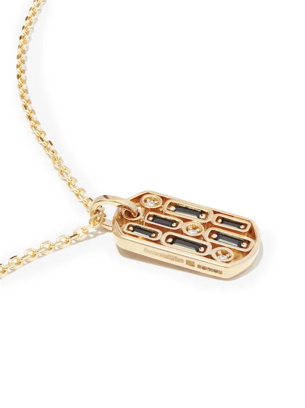 Suzanne Kalan Inlay サファイア ドッグタグ ネックレス 18Kイエロー