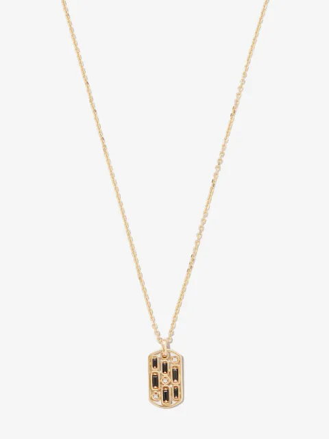 Suzanne Kalan 18kt yellow gold Inlay sapphire dog tag pendant necklace