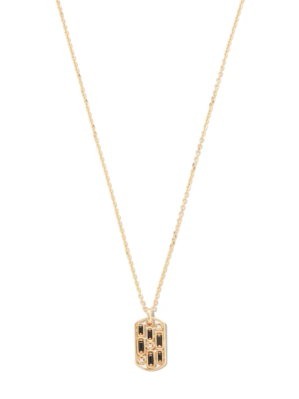 Suzanne Kalan 18kt Yellow Gold Inlay Sapphire Dog Tag Pendant Necklace