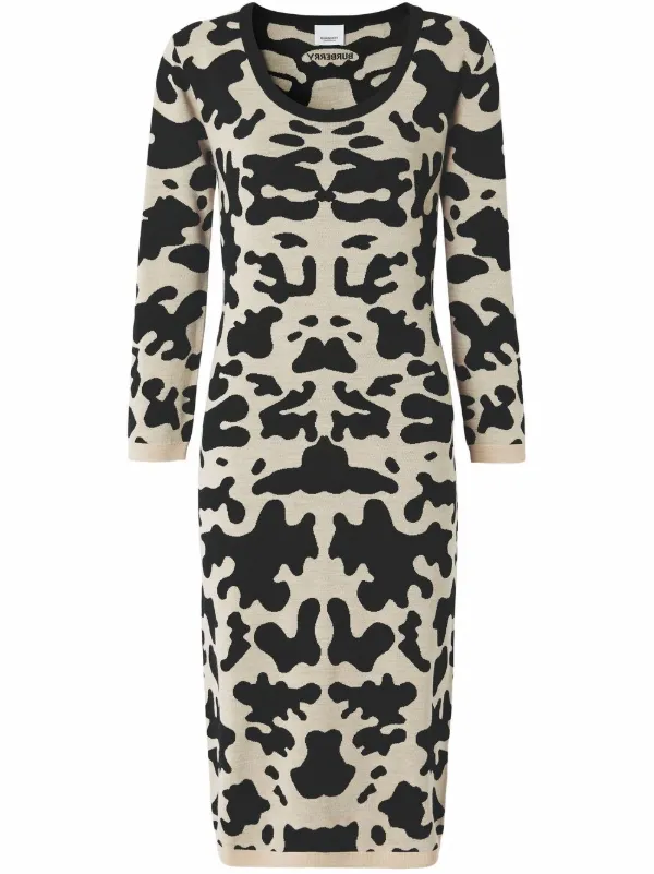 Burberry long-sleeve cow-print Dress 