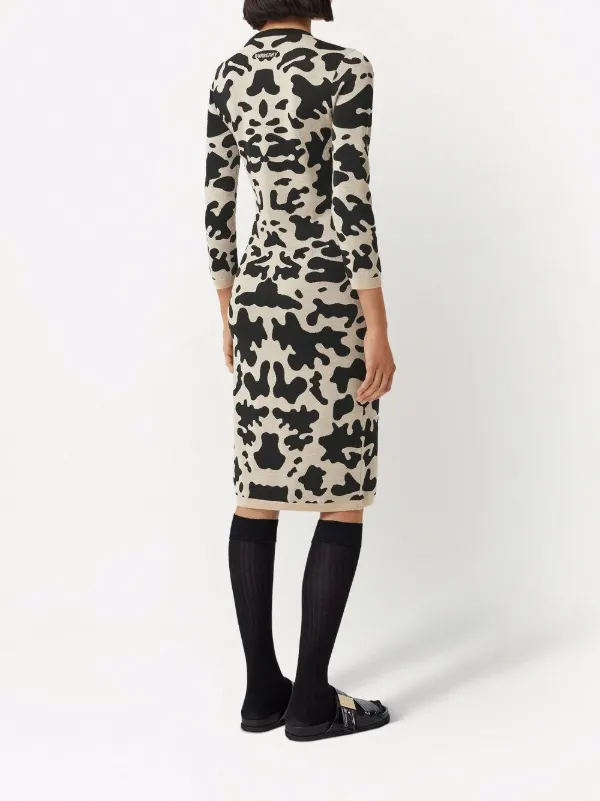 Burberry long-sleeve cow-print Dress 