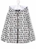 Balmain Kids logo-print hooded zip-up jacket - White