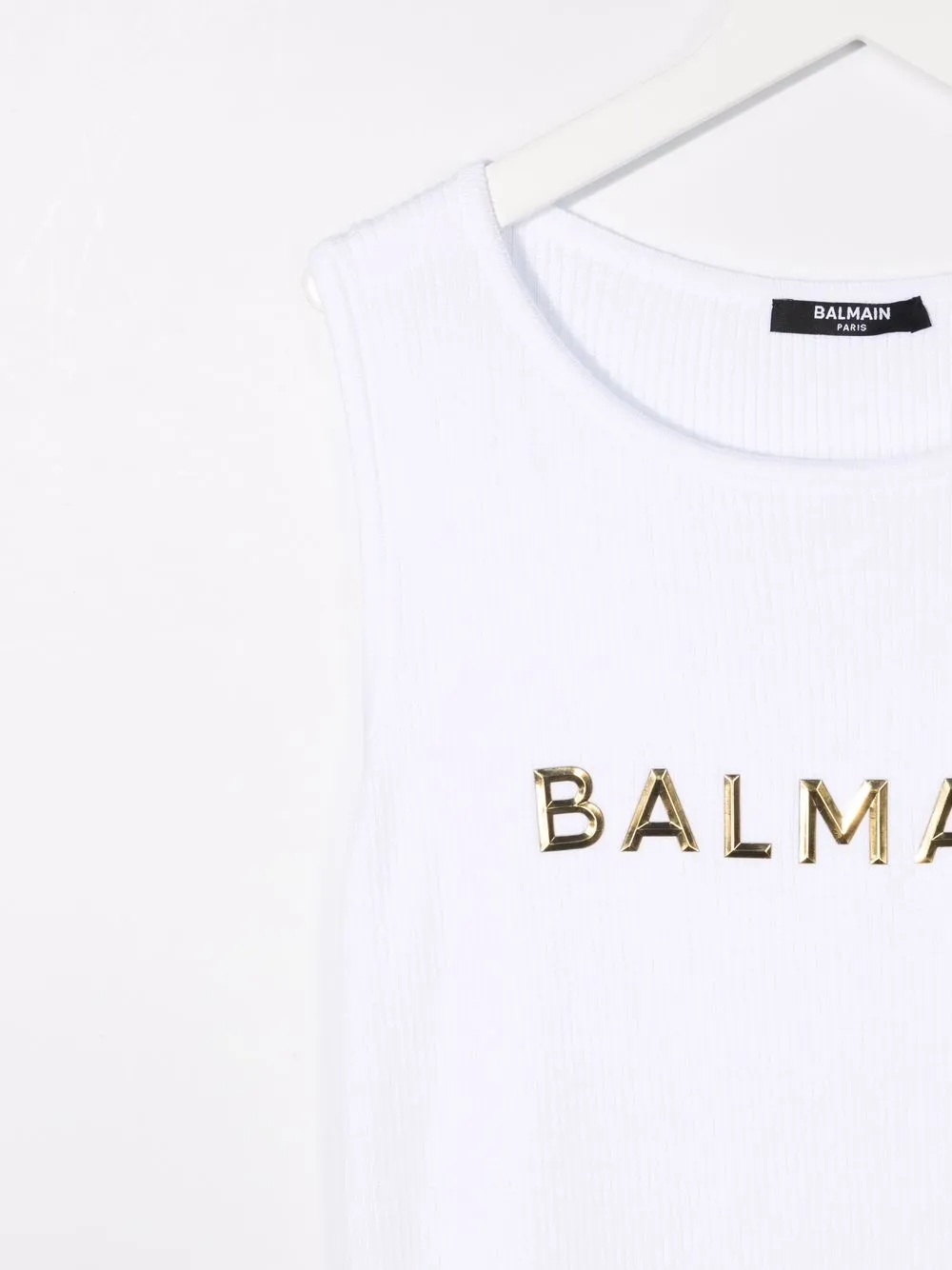  Balmain Kids Teen Trägerkleid Mit Logo   Weiß 