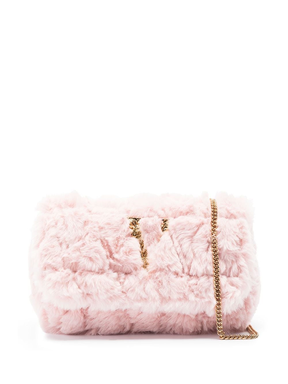 Versace Virtus Quilted Faux Fur Crossbody Bag In Pink | ModeSens
