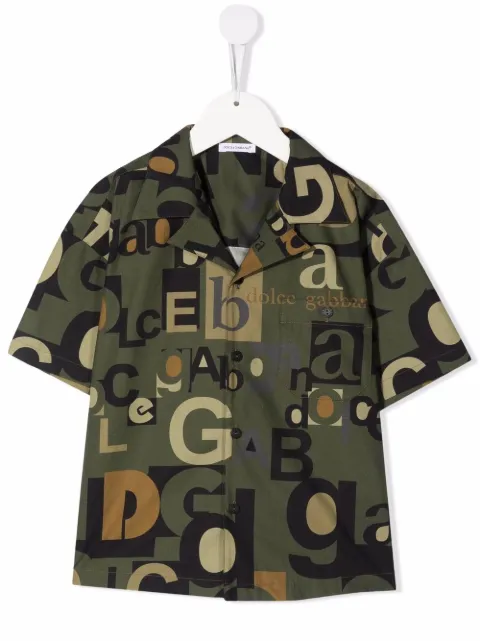 Dolce & Gabbana Kids قميص بأكمام قصيرة وطبعة شعار الماركة