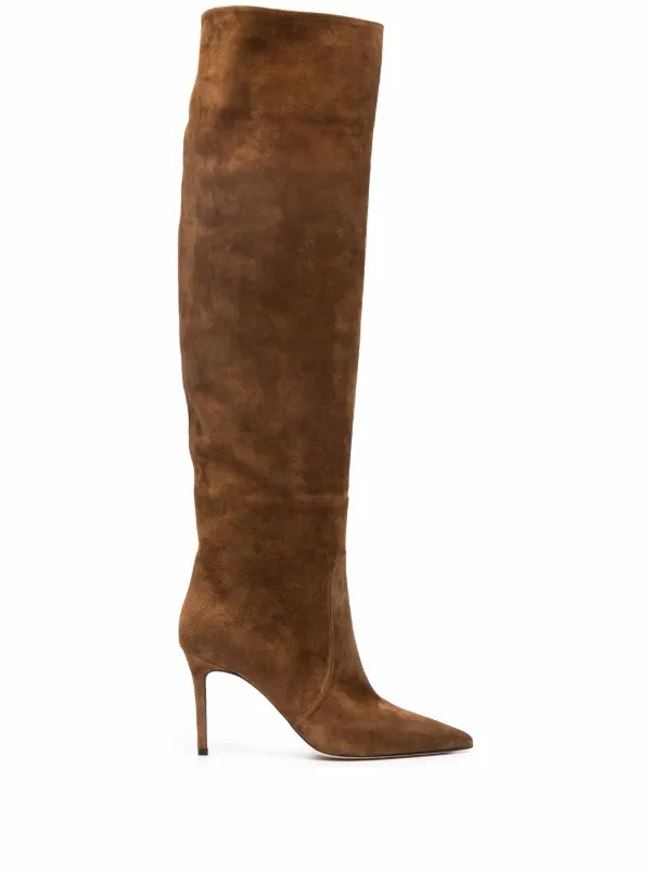 ロングブーツ SCAROSSO FW21 Carra Tobacco Suede (CARRABOOTTOBSUED) Scarosso Carra High Boots In Tobacco - Suede | ModeSens
