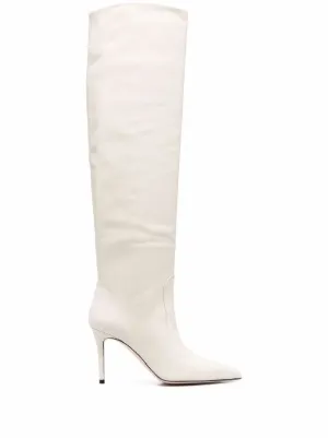 Proenza Schouler スクエアトゥ レザーブーツ | ホワイト | FARFETCH JP