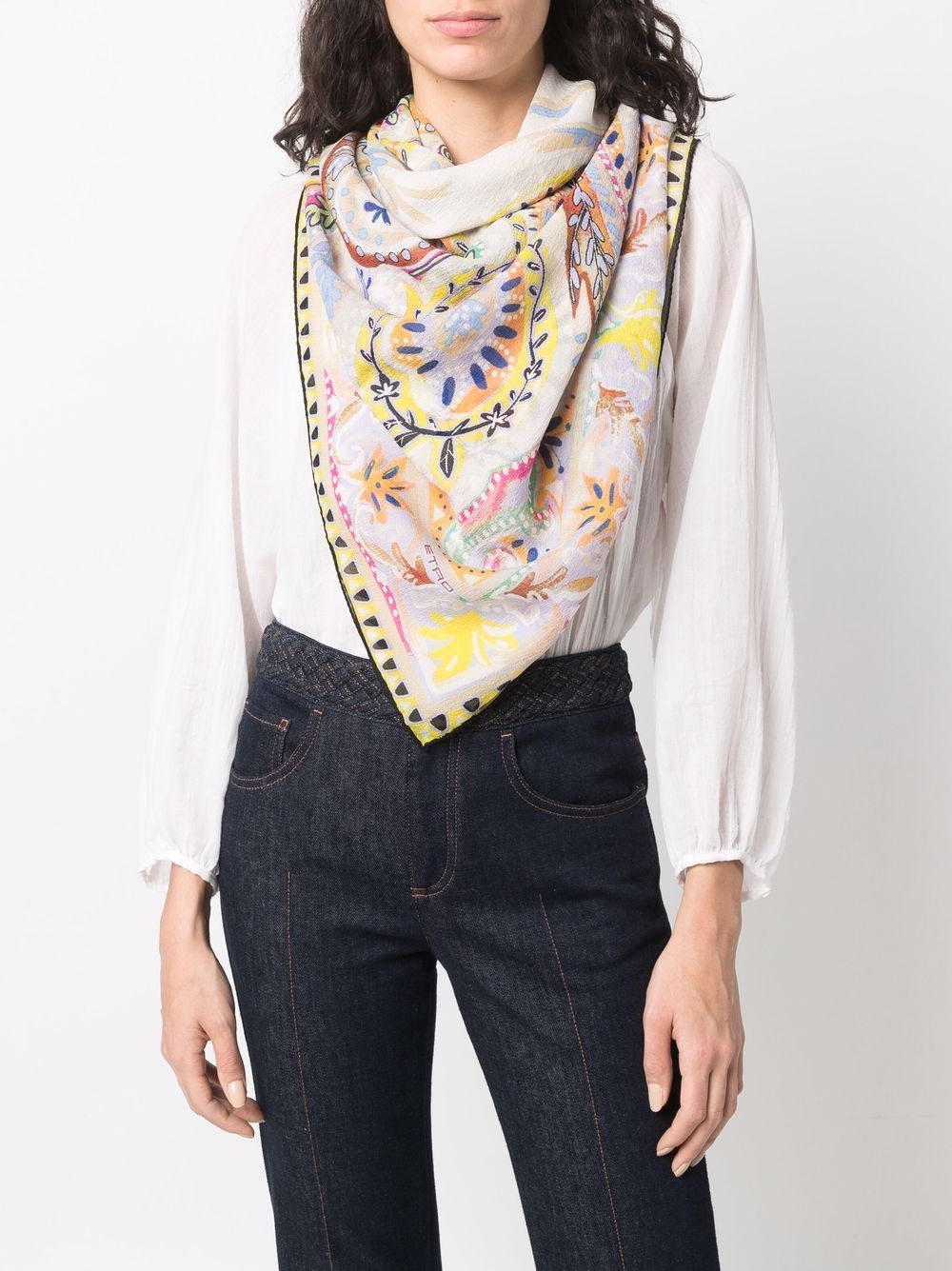 фото Etro шелковый платок с цветочным принтом