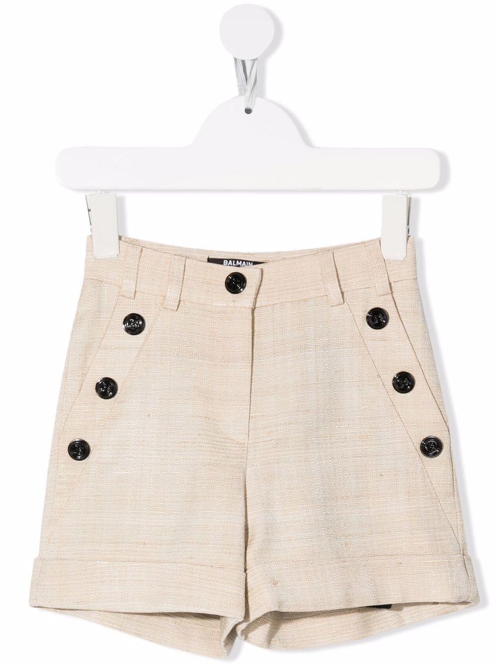 Balmain Kids high-waisted mini shorts - Neutrals