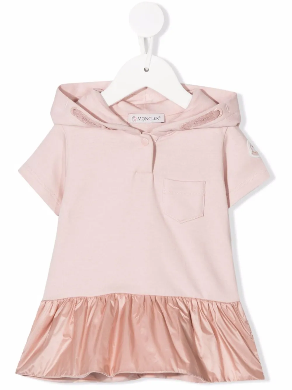 

Moncler Enfant vestido con parche del logo y capucha - Rosado