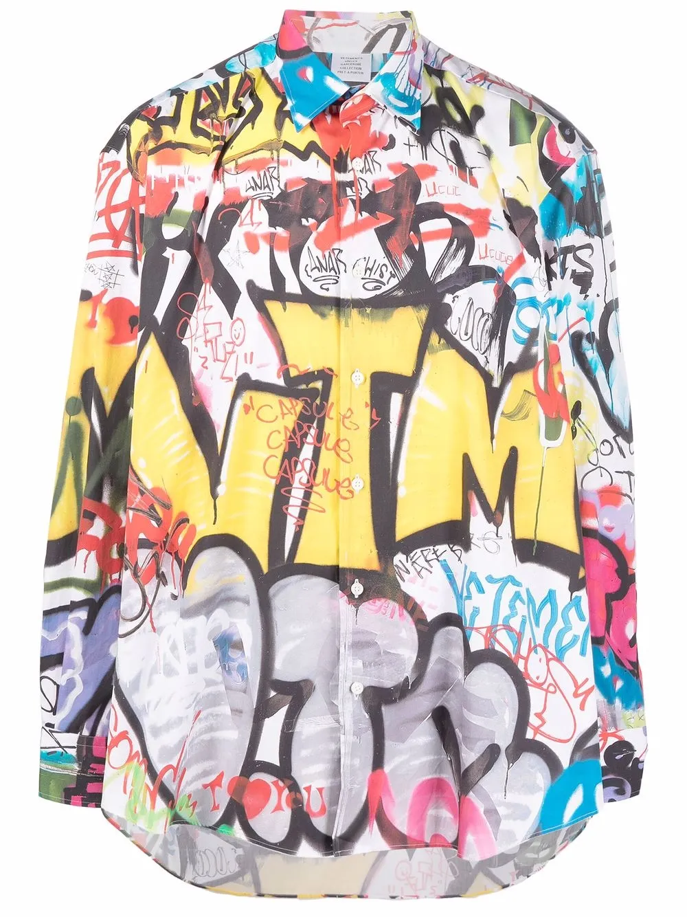 

VETEMENTS graffiti logo-print shirt - White