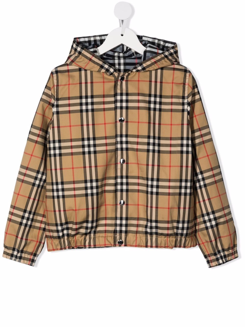 фото Burberry kids двусторонняя клетчатая куртка с капюшоном