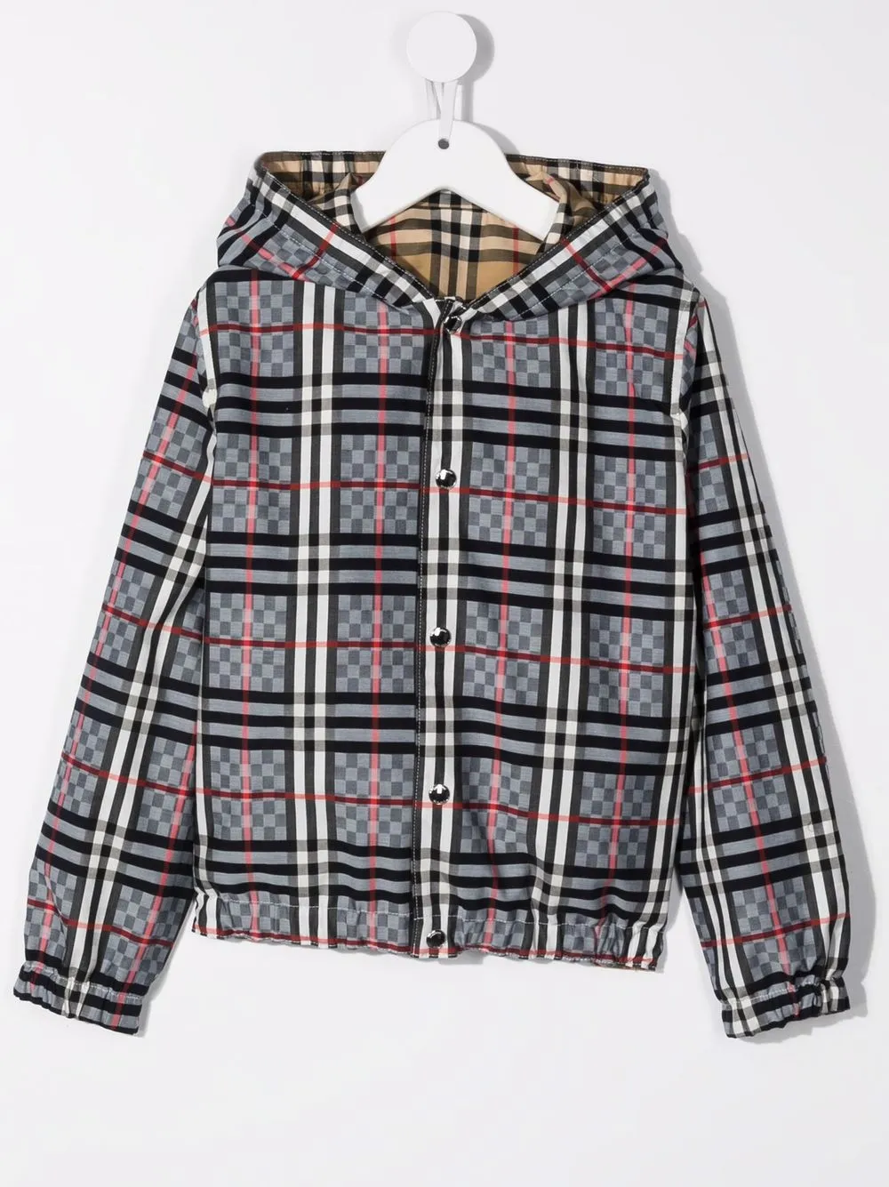 фото Burberry kids двусторонняя клетчатая куртка с капюшоном