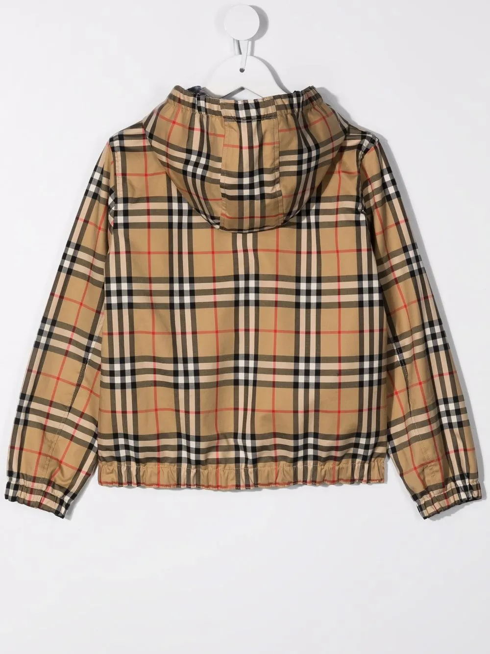 фото Burberry kids двусторонняя клетчатая куртка с капюшоном