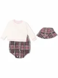 Burberry Kids check-pattern romper - Pink