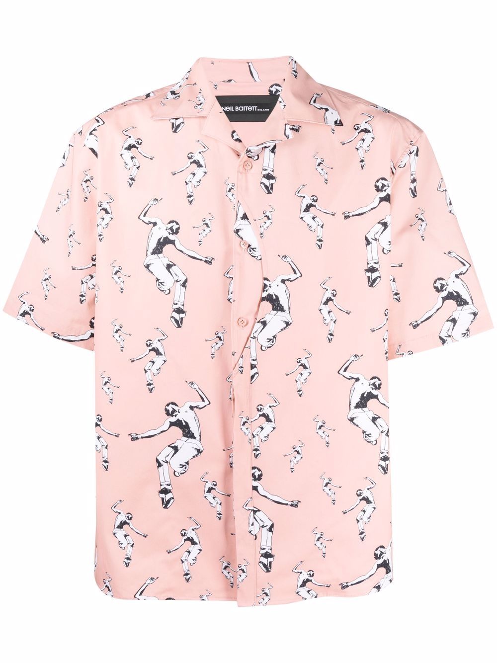 

Neil Barrett camisa bowling con estampado de Dancers - Rosado