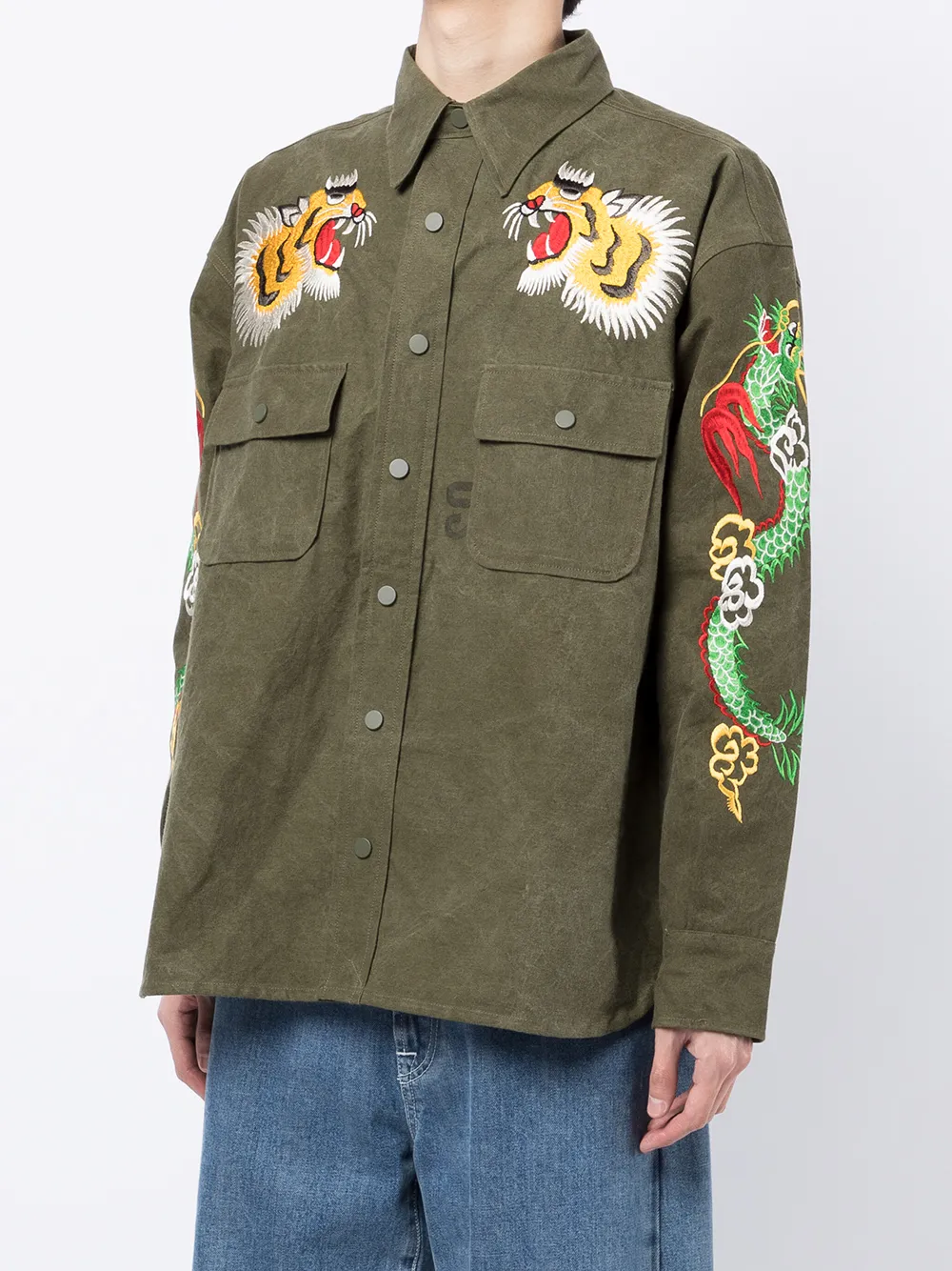  Readymade Embroidered Shirt Jacket - Green 