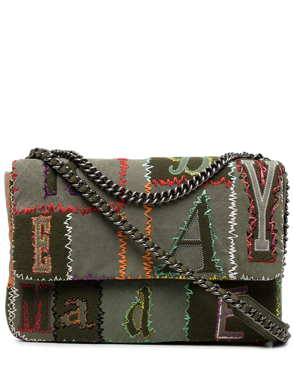 

Readymade mochila tipo mensajero con detalle patchwork - Verde