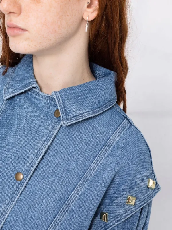 TWINSET Studded Oversized Denim Jacket 