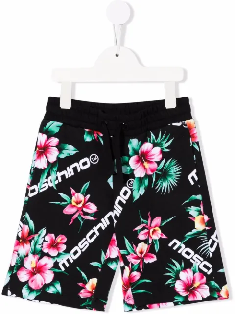 Moschino Kids شورت رياضي بشعار الماركة وطبعة زهور
