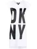 DKNY logo-print sleeveless tunic top - White